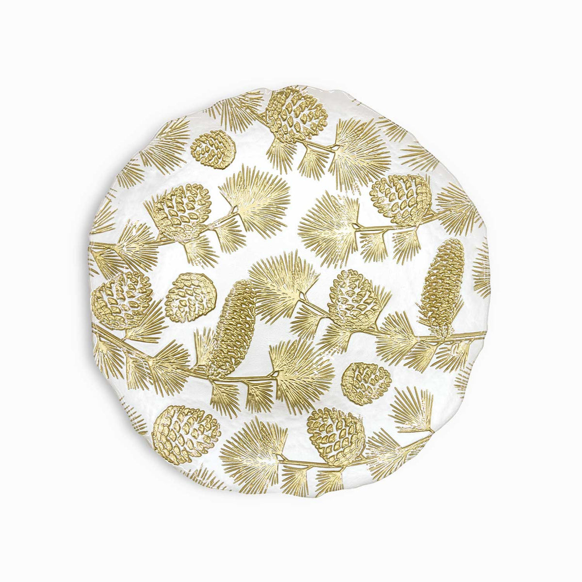 Plato base piñas dorado 33cm