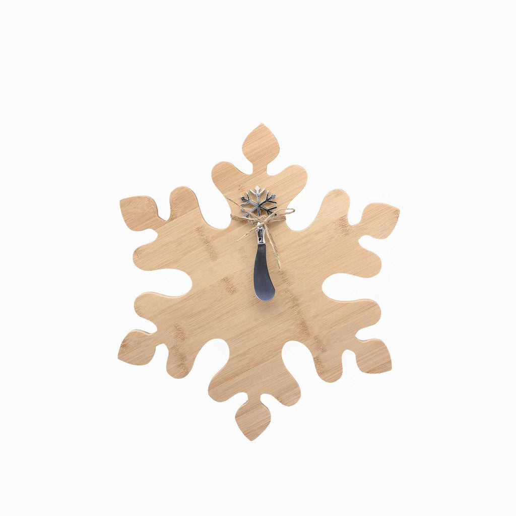 Set tabla y cuchillo para quesos Snowflake en bambú