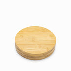 Kit vino caja bambú redonda set x4