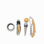 Kit vino caja bambú redonda set x4
