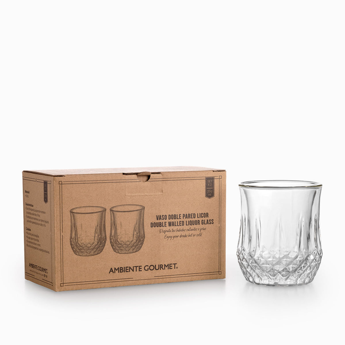 Vaso doble pared licor 230ml setx2