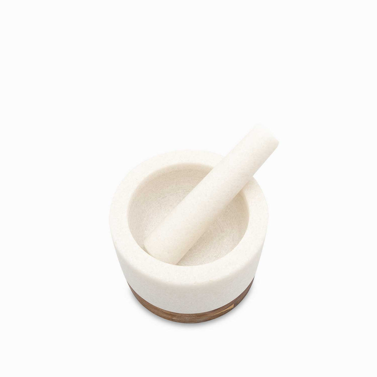 Mortero mármol base madera 14 cm