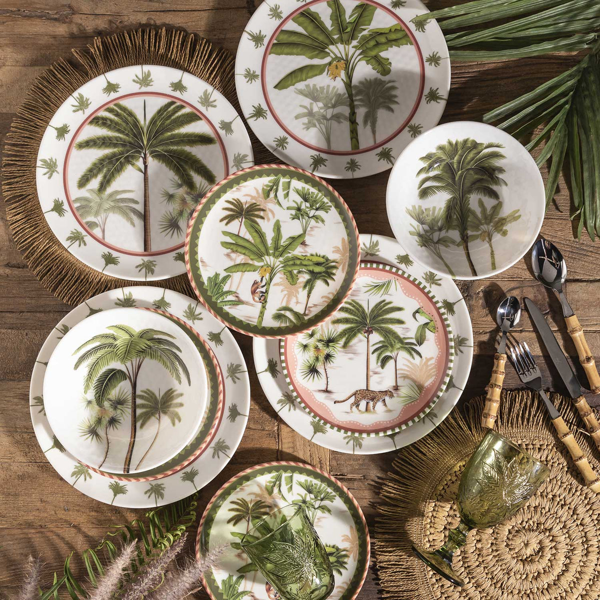 Plato Palmeras mono 20 cm set x2