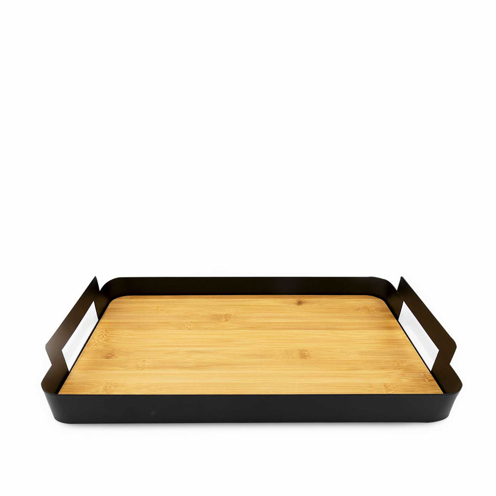 Bandeja rectangular base madera 38 cm
