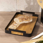 Bandeja rectangular base madera 38 cm