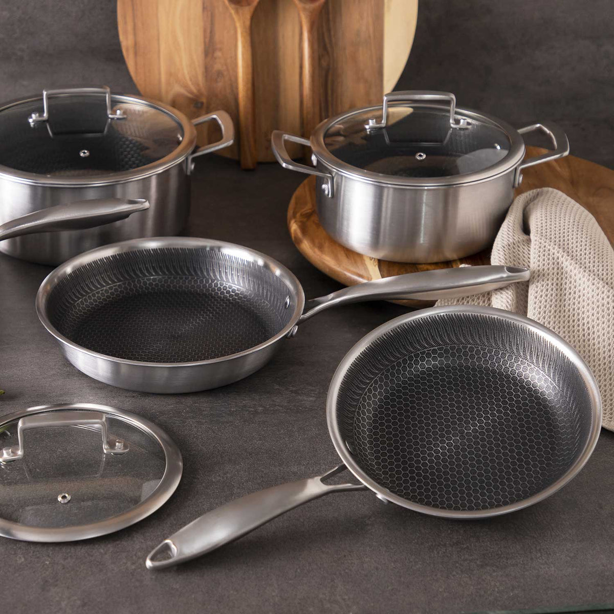 Set de ollas acero inoxidable 8pcs