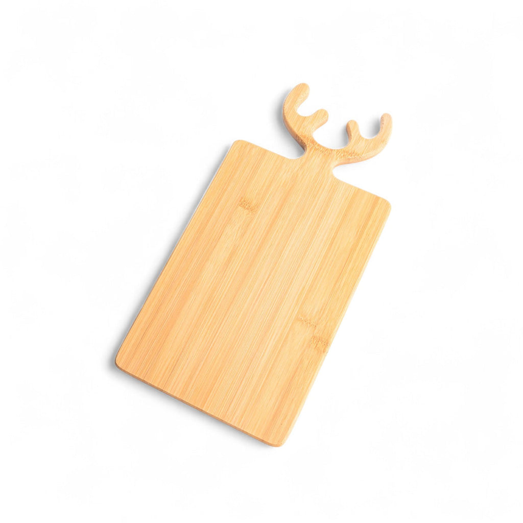 Tabla rectangular cachos reno en bambú 40x20cm