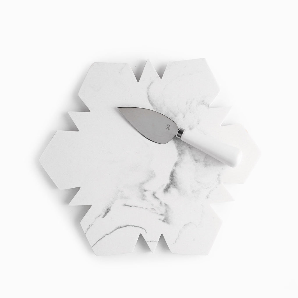 Set tabla snowflake y cuchillo quesos