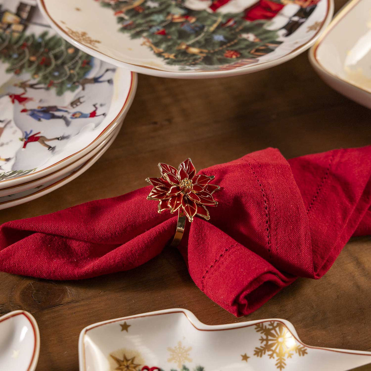 Aros de servilleta poinsettia setx4