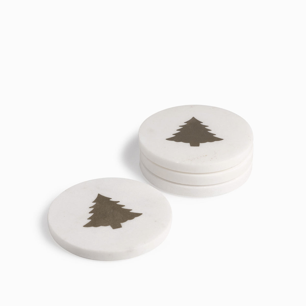 Portavasos árbol navidad mármol set x4