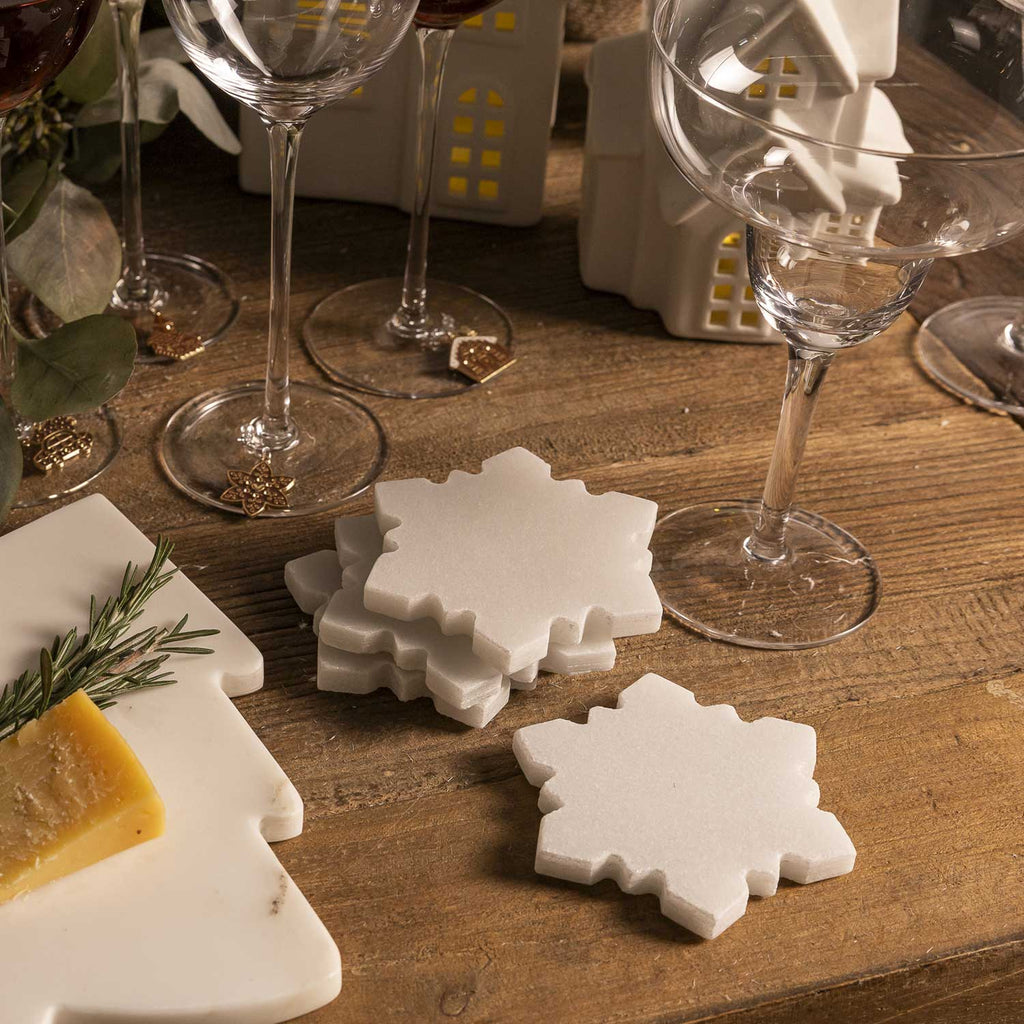Portavasos snowflake mármol set x4