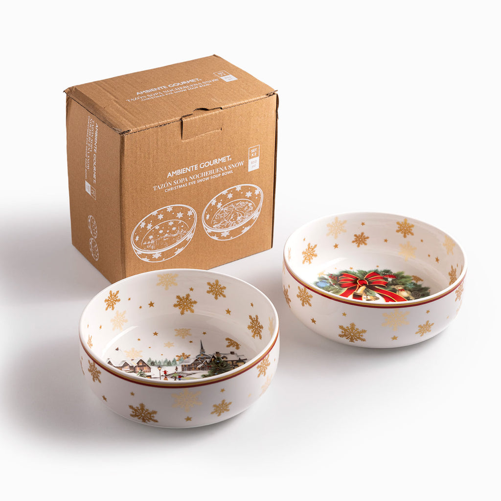 Tazón sopa noche buena snow crownville 850ml setx2