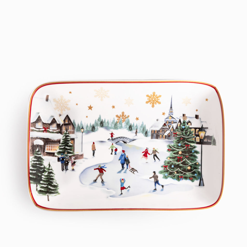Bandeja noche buena snow ville 32cm