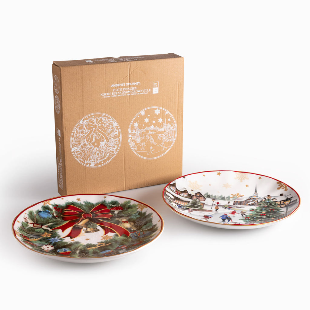 Plato principal Noche Buena snow crownville 26cm setx2