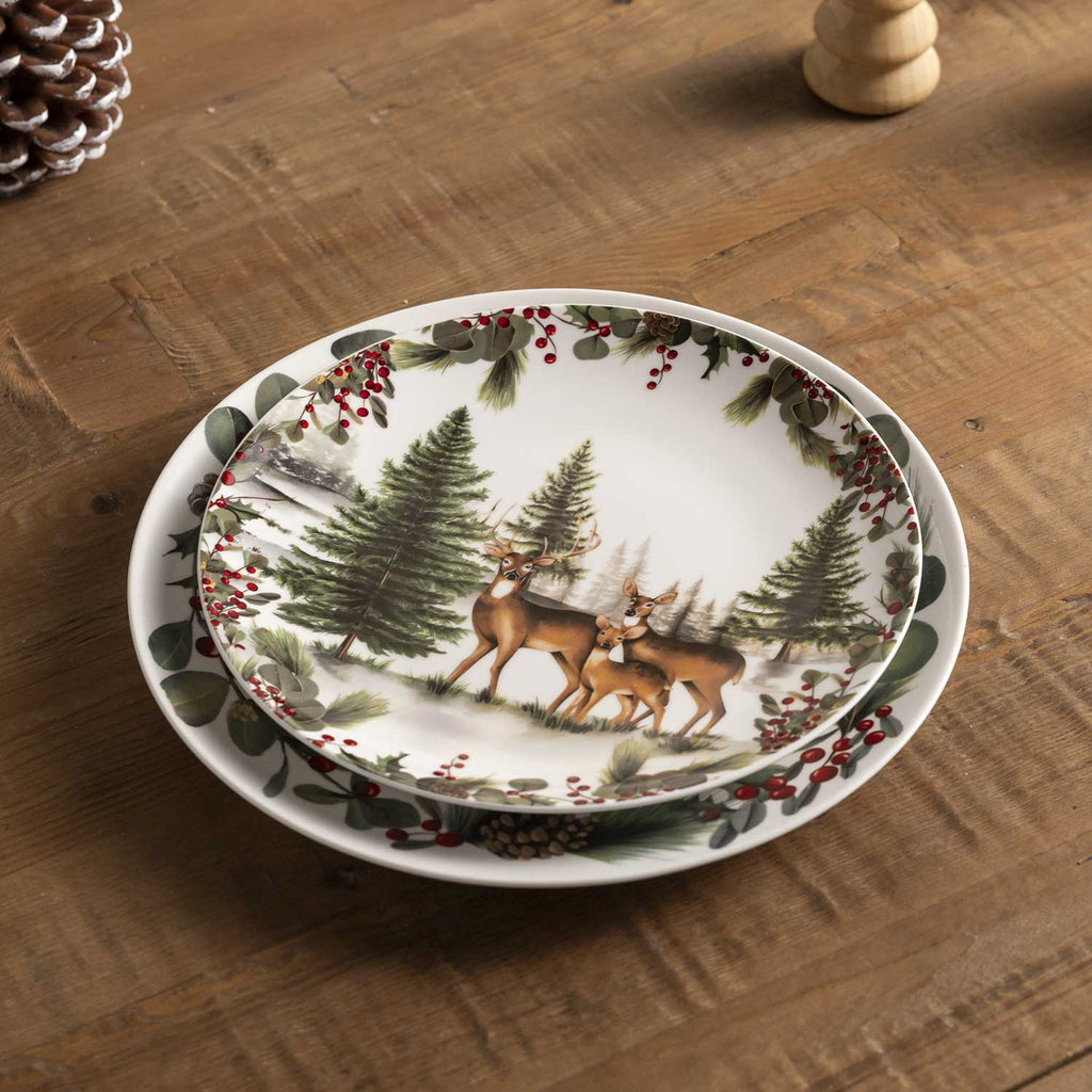 Plato mediano Navidad Silvestre Forest 20cm setx2