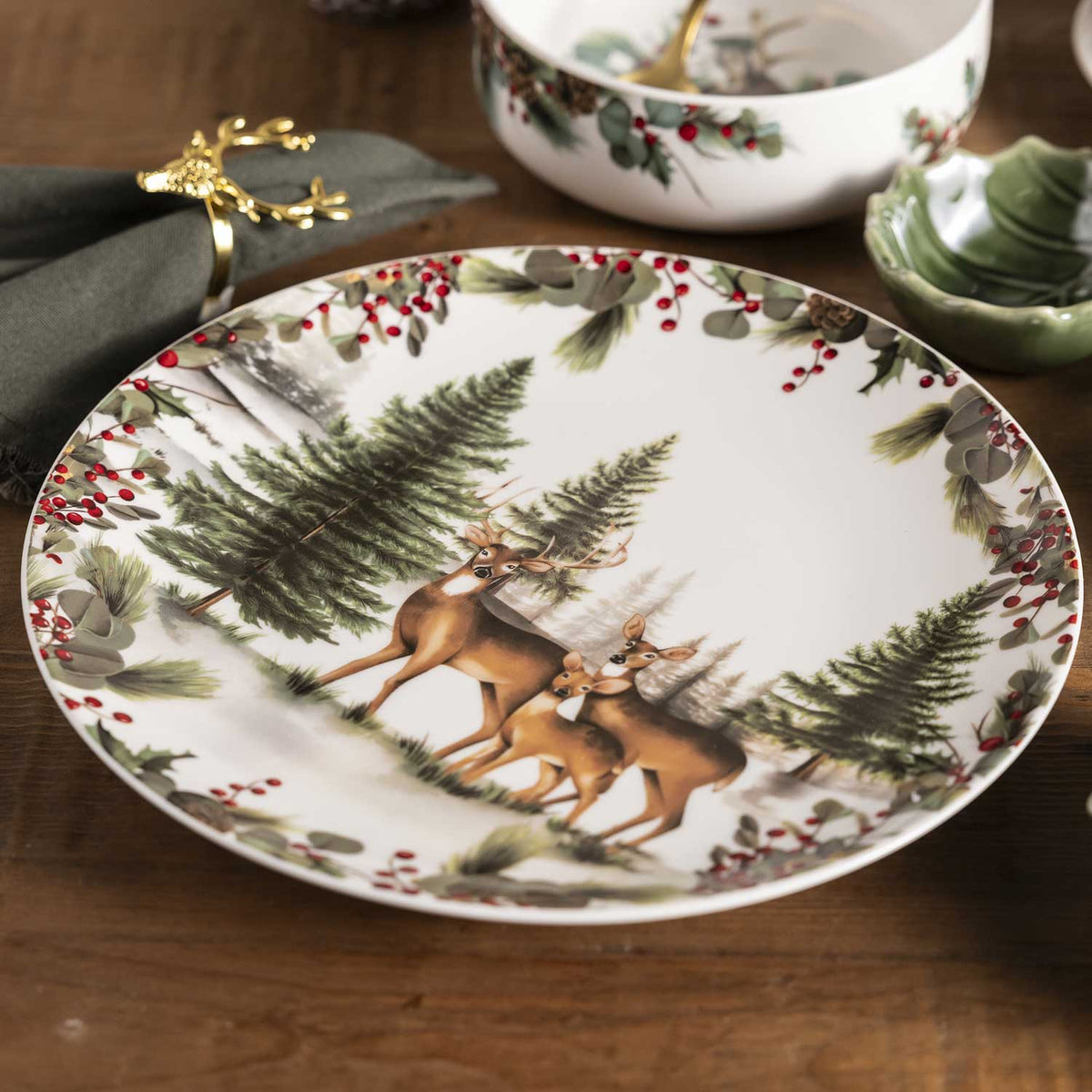 Plato principal Navidad Silvestre Forest 25cm setx2