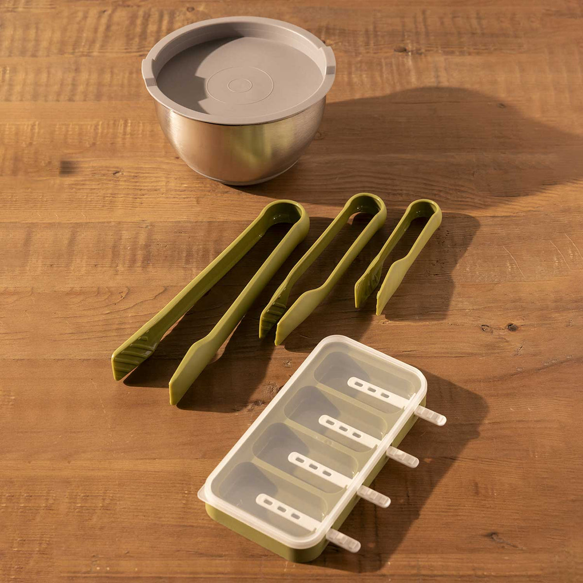 Pinzas cocina verde set x3