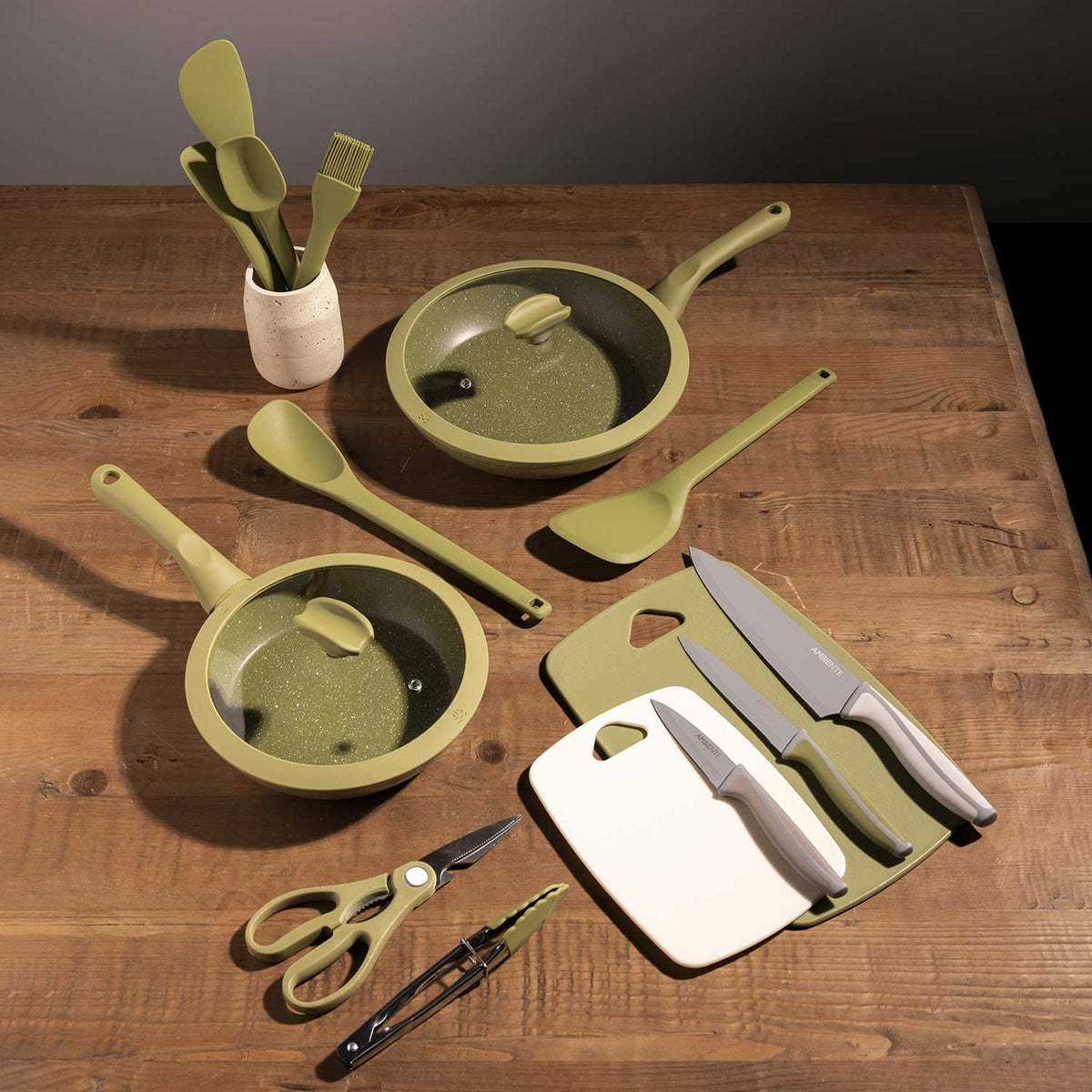 Utensilios mini silicona verde set x3