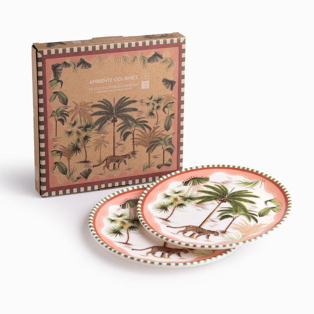 Plato Palmeras cheetah 20 cm set x2
