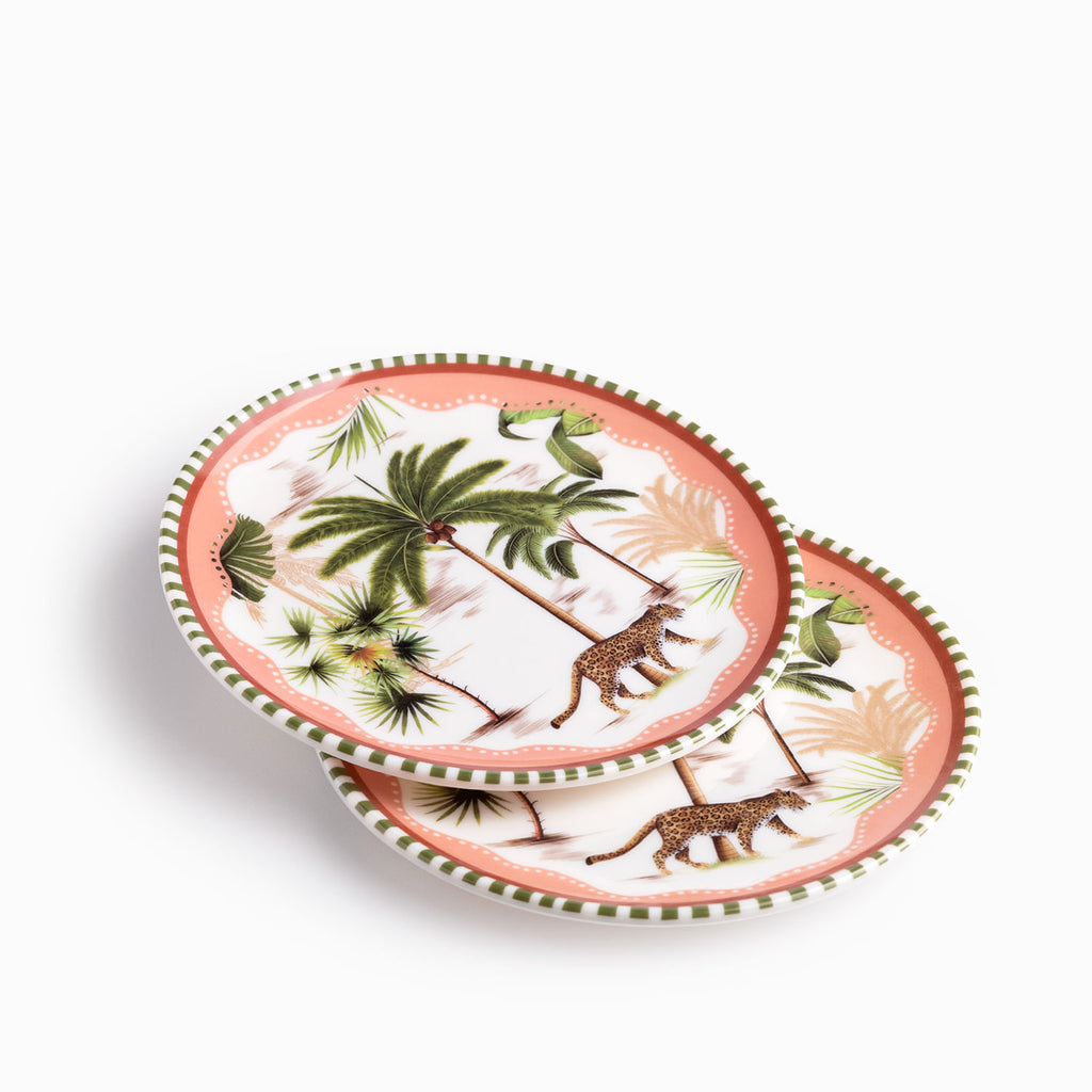 Plato Palmeras cheetah 20 cm set x2