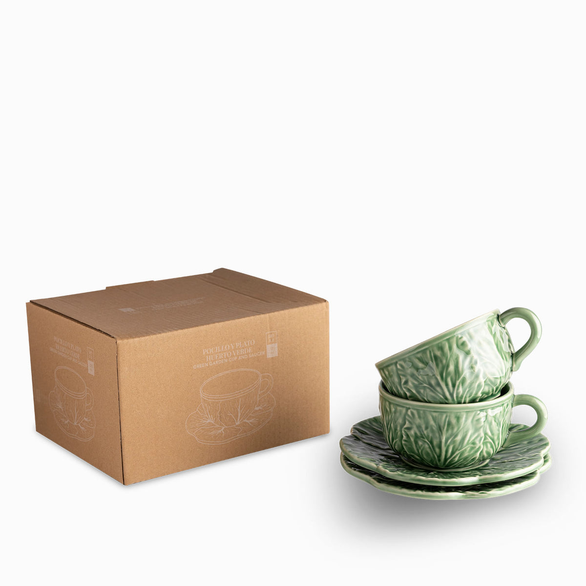 Pocillo y plato Huerto Verde 220ml set x2