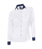 Camisa blusa blanca con azul oscuro en contraste manga larga mujer XS a 10XL