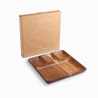 Plato cuadrado divisiones en acacia 25x25cm