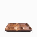 Plato cuadrado divisiones en acacia 25x25cm