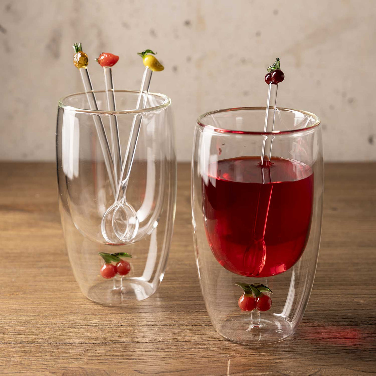 Cucharas de vidrio frutas set x4