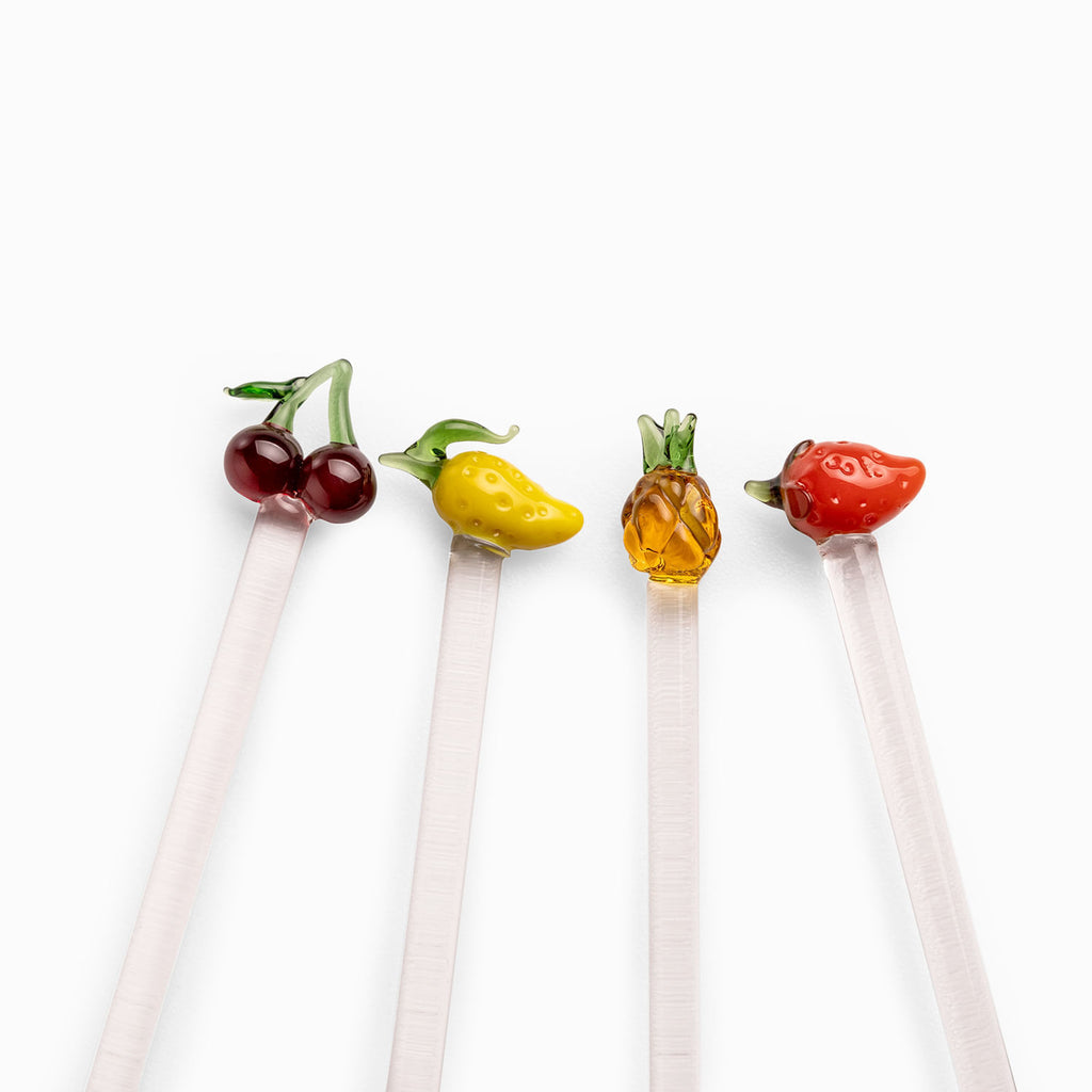 Cucharas de vidrio frutas set x4
