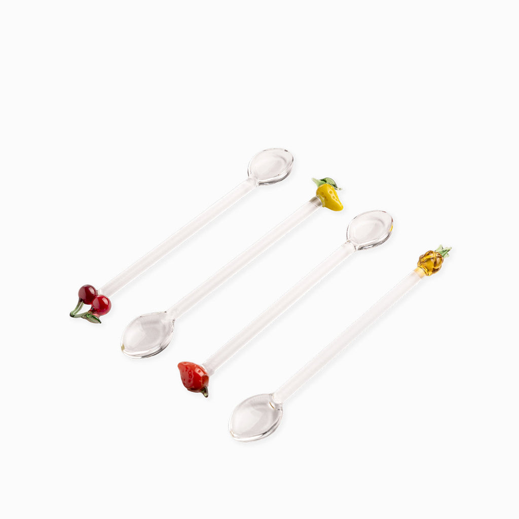 Cucharas de vidrio frutas set x4