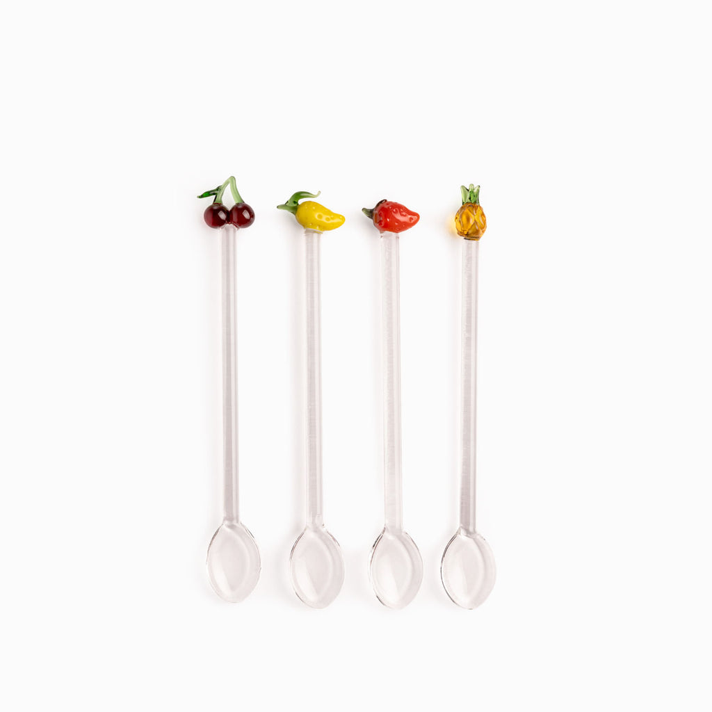 Cucharas de vidrio frutas set x4
