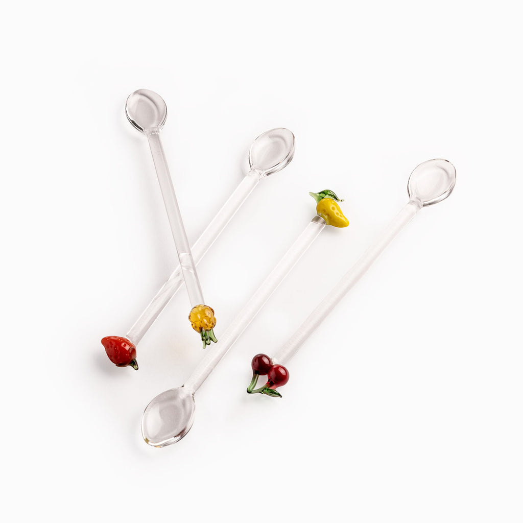 Cucharas de vidrio frutas set x4