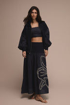 Falda playa dorada azul navy