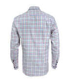 Camisa leñadora blanca de cuadros rojo y azul manga larga Slim hombre XS a 10XL