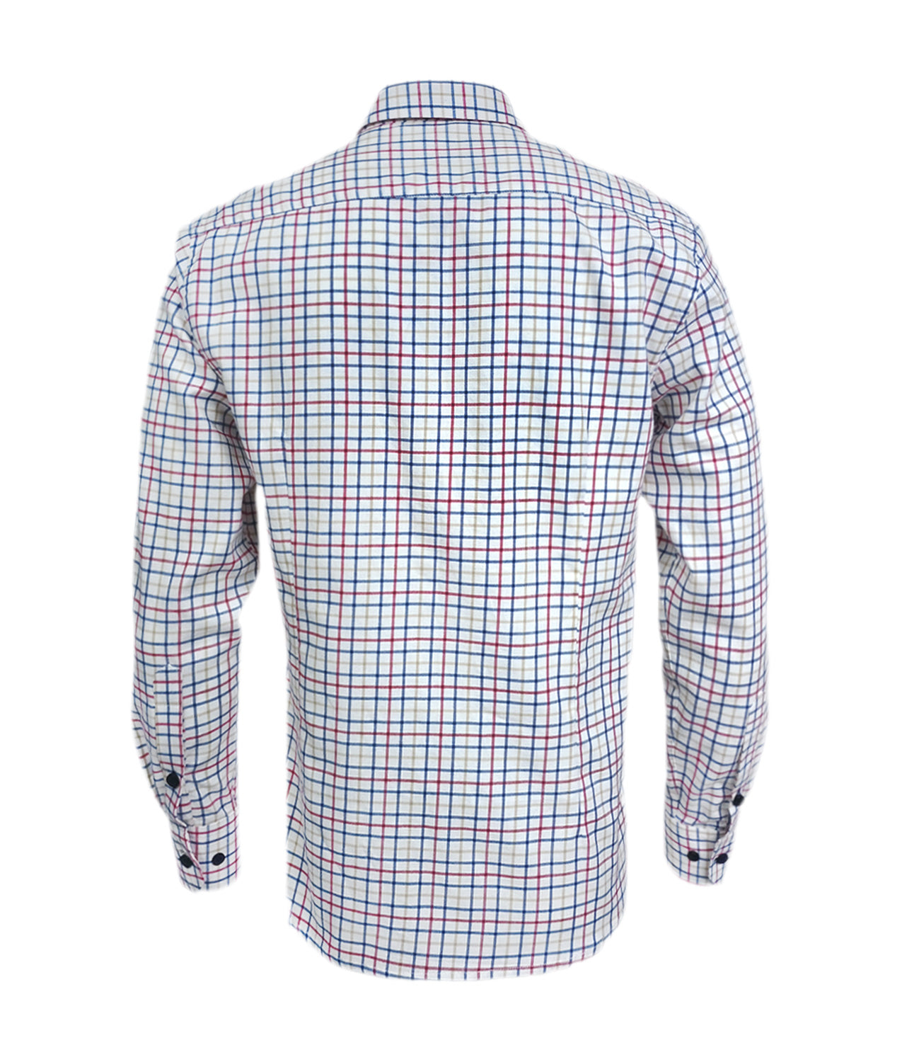 Camisa leñadora blanca de cuadros rojo y azul manga larga Slim hombre XS a 10XL