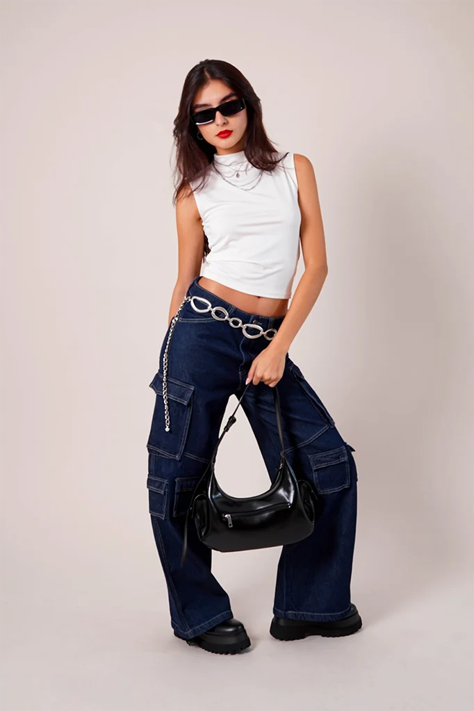 JEANS WIDE LEG CARGO R-M 8342.