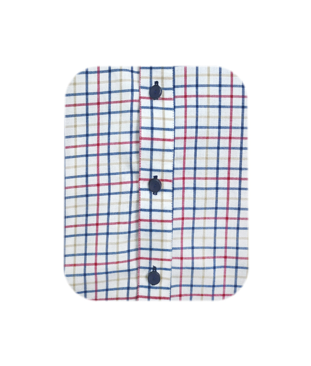 Camisa leñadora blanca de cuadros rojo y azul manga larga Slim hombre XS a 10XL