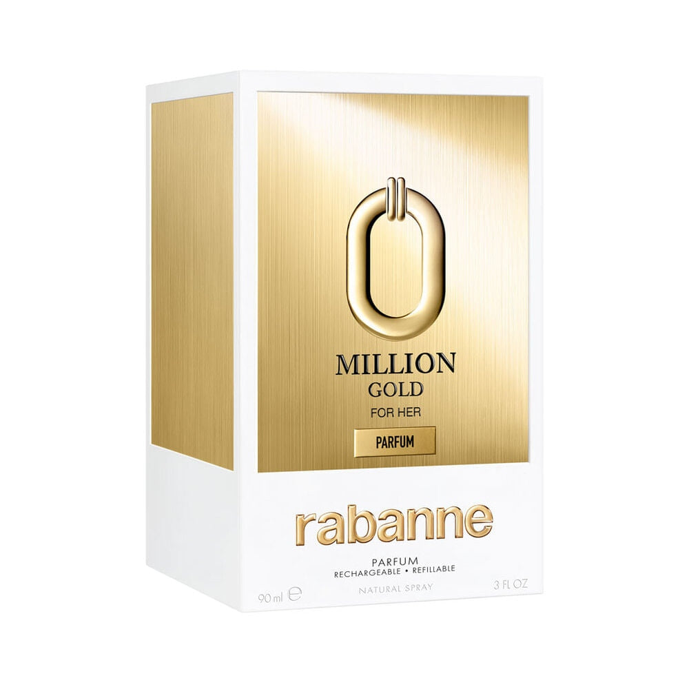 Perfumes, color/material dorado, marca Paco Rabanne