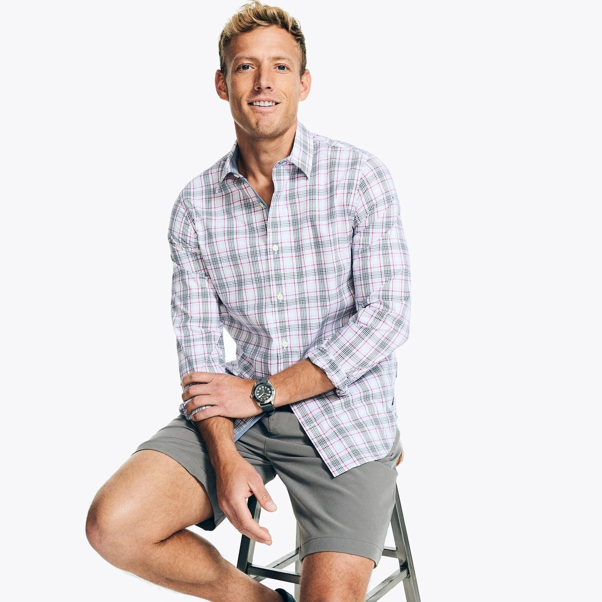 Camisa Nautica Mangas Largas Cuadros Para Caballeros by Nautica