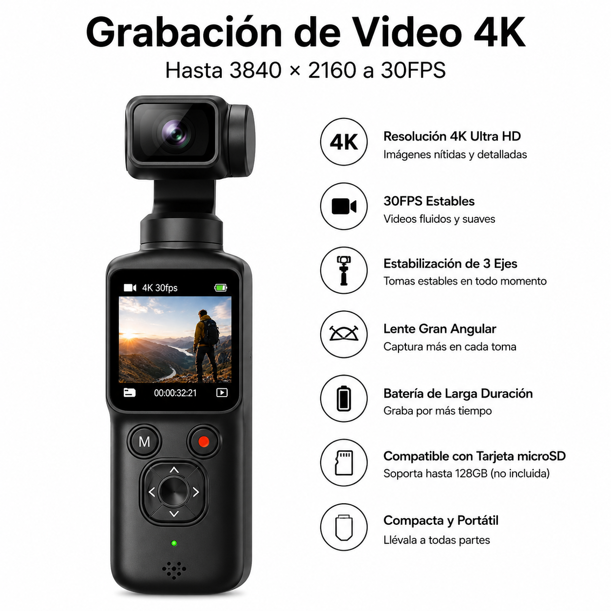 Cámara Digital 4K Para Vlogging Con Pantalla Táctil, Lente Giratorio Y WiFi