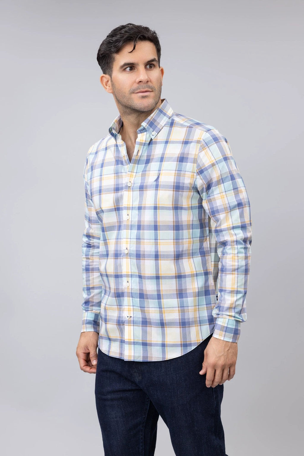 Camisa Nautica Mangas Larga Cuadros P/ Caballeros 36900W by Nautica
