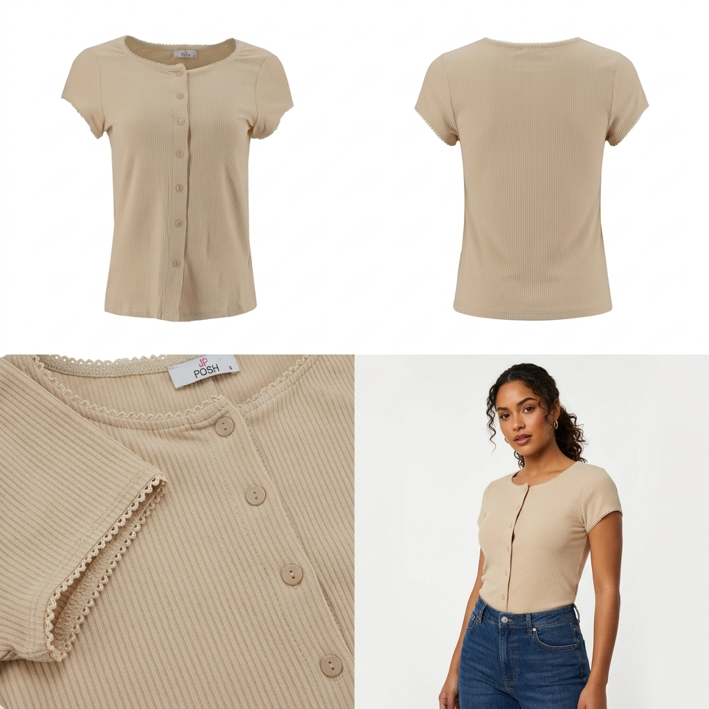 Blusa Posh Mangas Cortas Lisa para Damas