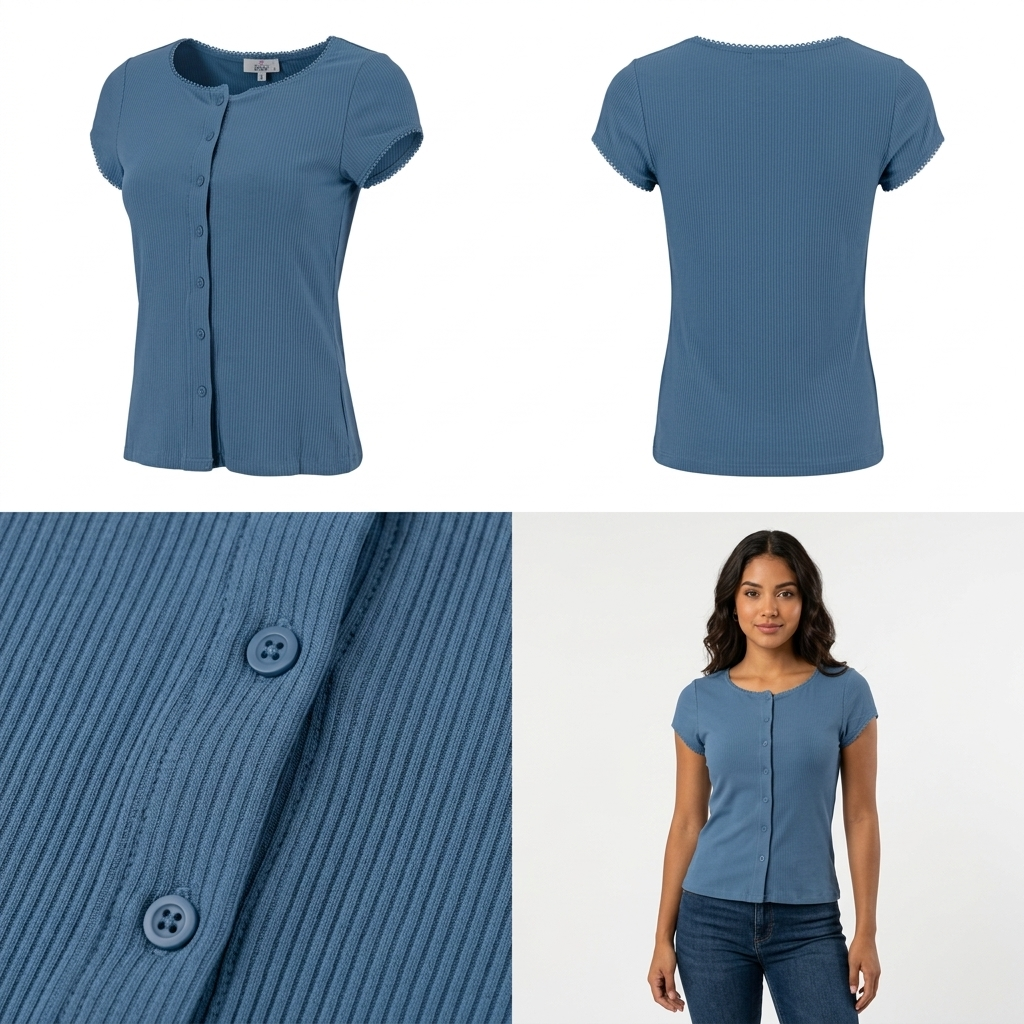 Blusa Posh Mangas Cortas Lisa para Damas