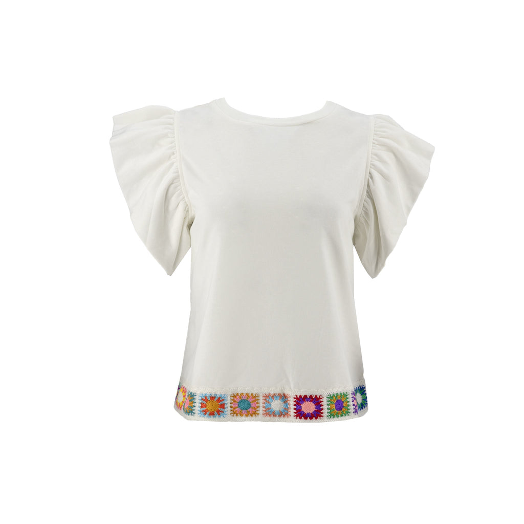 Blusa Posh Mangas Cortas Lisa Ruedo Tejido para Damas