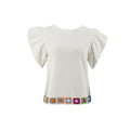 Blusa Posh Mangas Cortas Lisa Ruedo Tejido para Damas