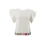 Blusa Posh Mangas Cortas Lisa Ruedo Tejido para Damas
