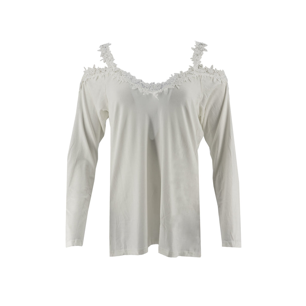 Blusa Posh Mangas Largas Lisa Encaje para Damas