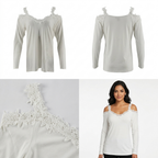 Blusa Posh Mangas Largas Lisa Encaje para Damas