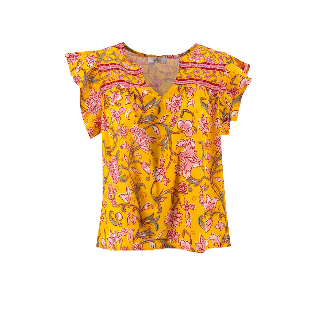 Blusa Posh Mangas Cortas Floral para Damas